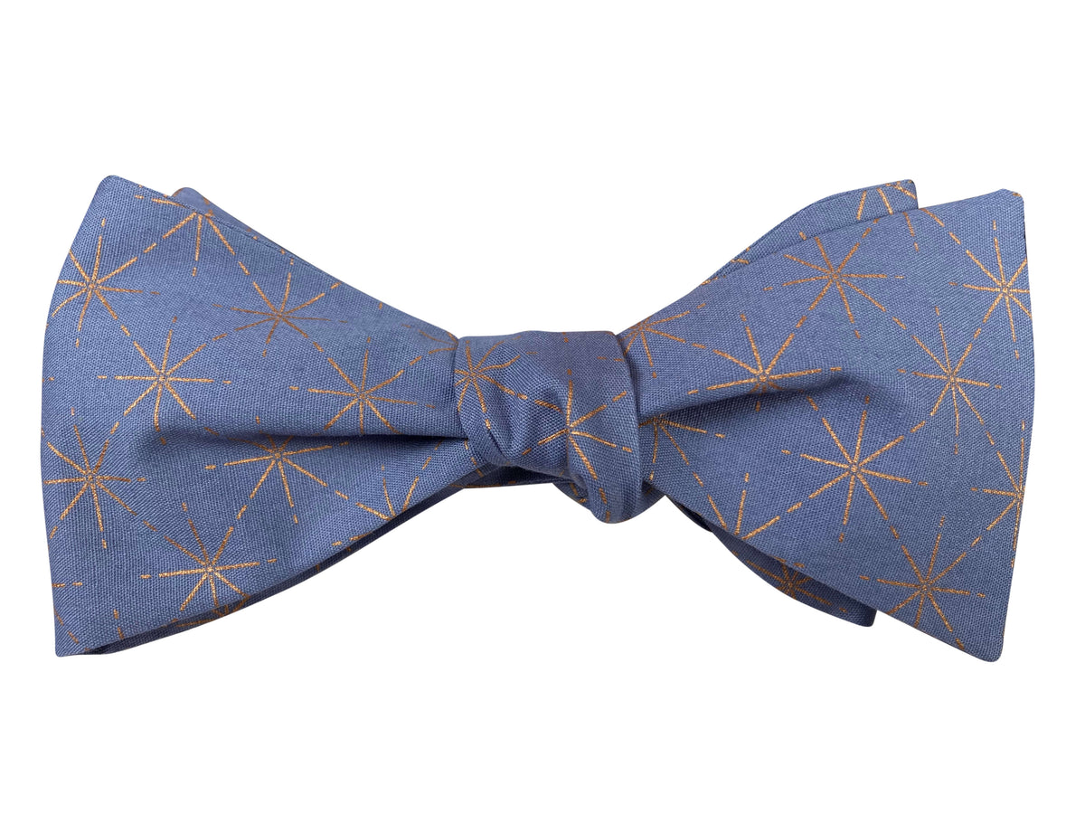 Blue and rose gold stars self tie bow tie