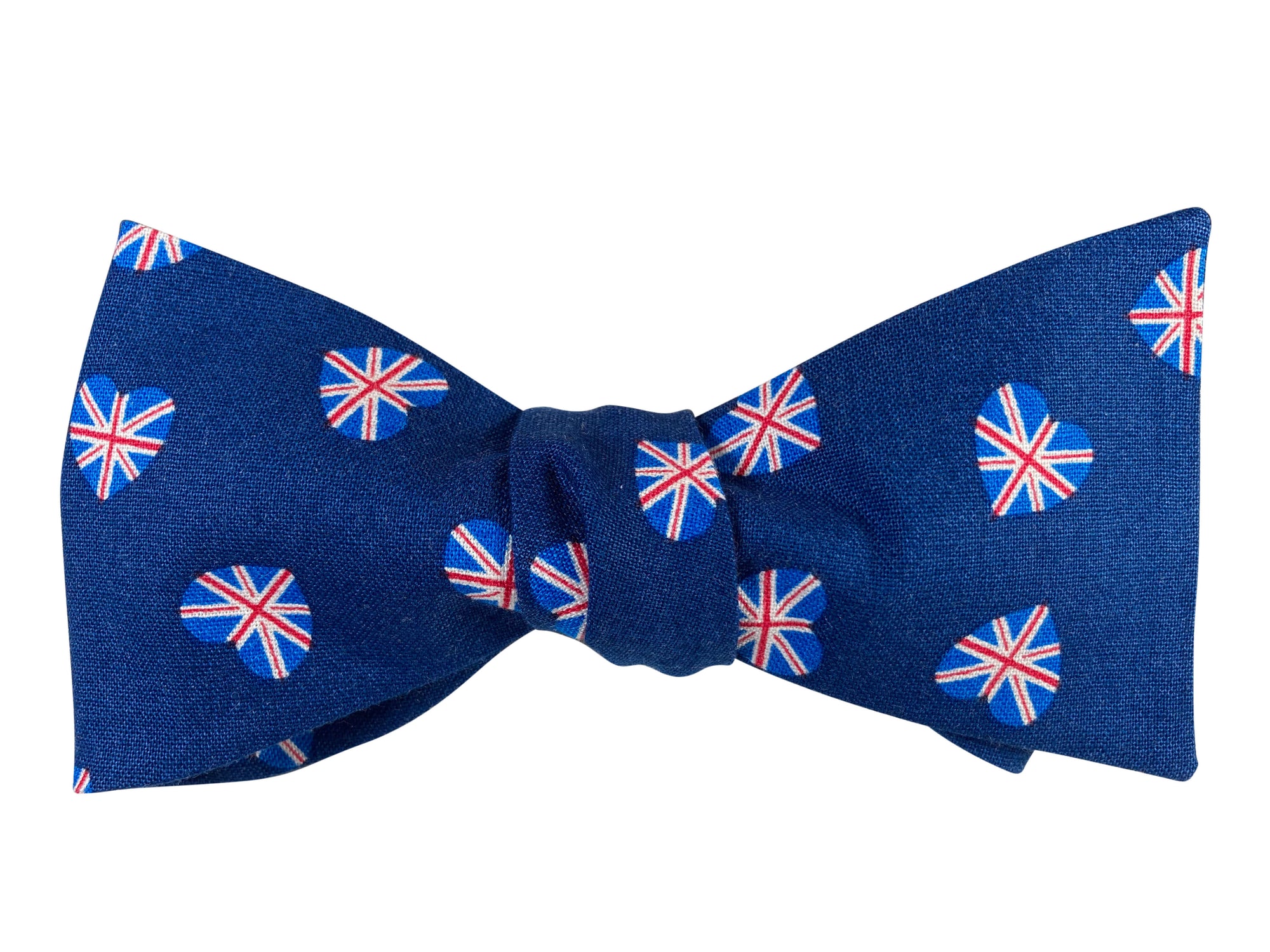 royal blue union jack hearts self tie bow tie