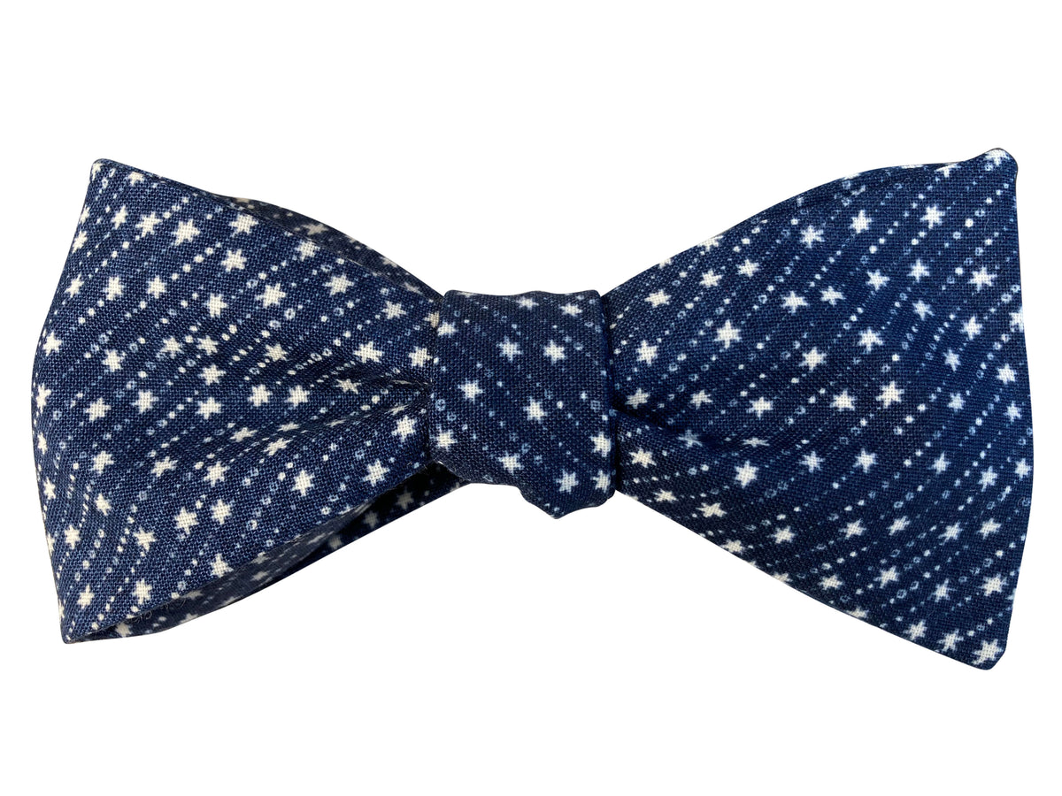 navy blue shooting stars self tie bow tie