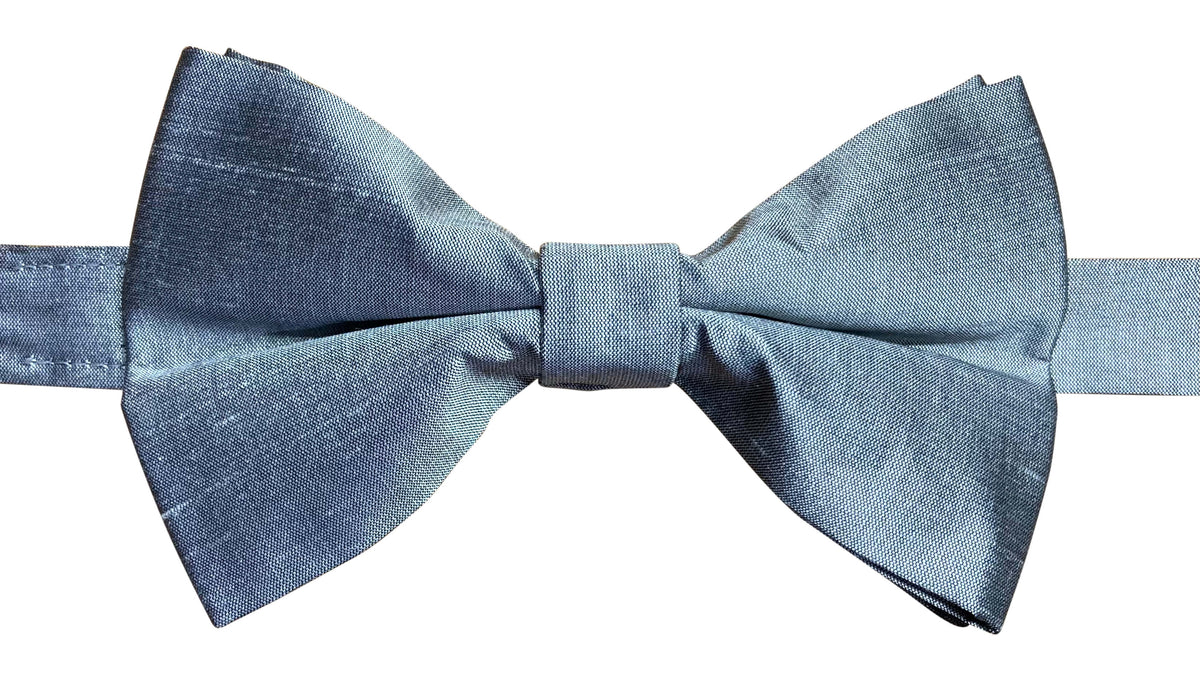 silver silk pre tied bow tie