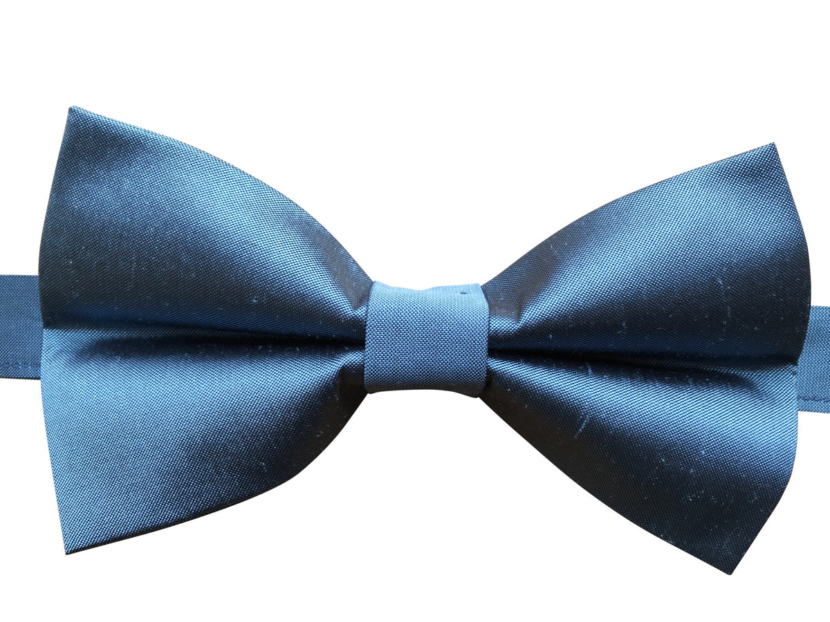 Pure Silk Bow Tie in Steel Blue