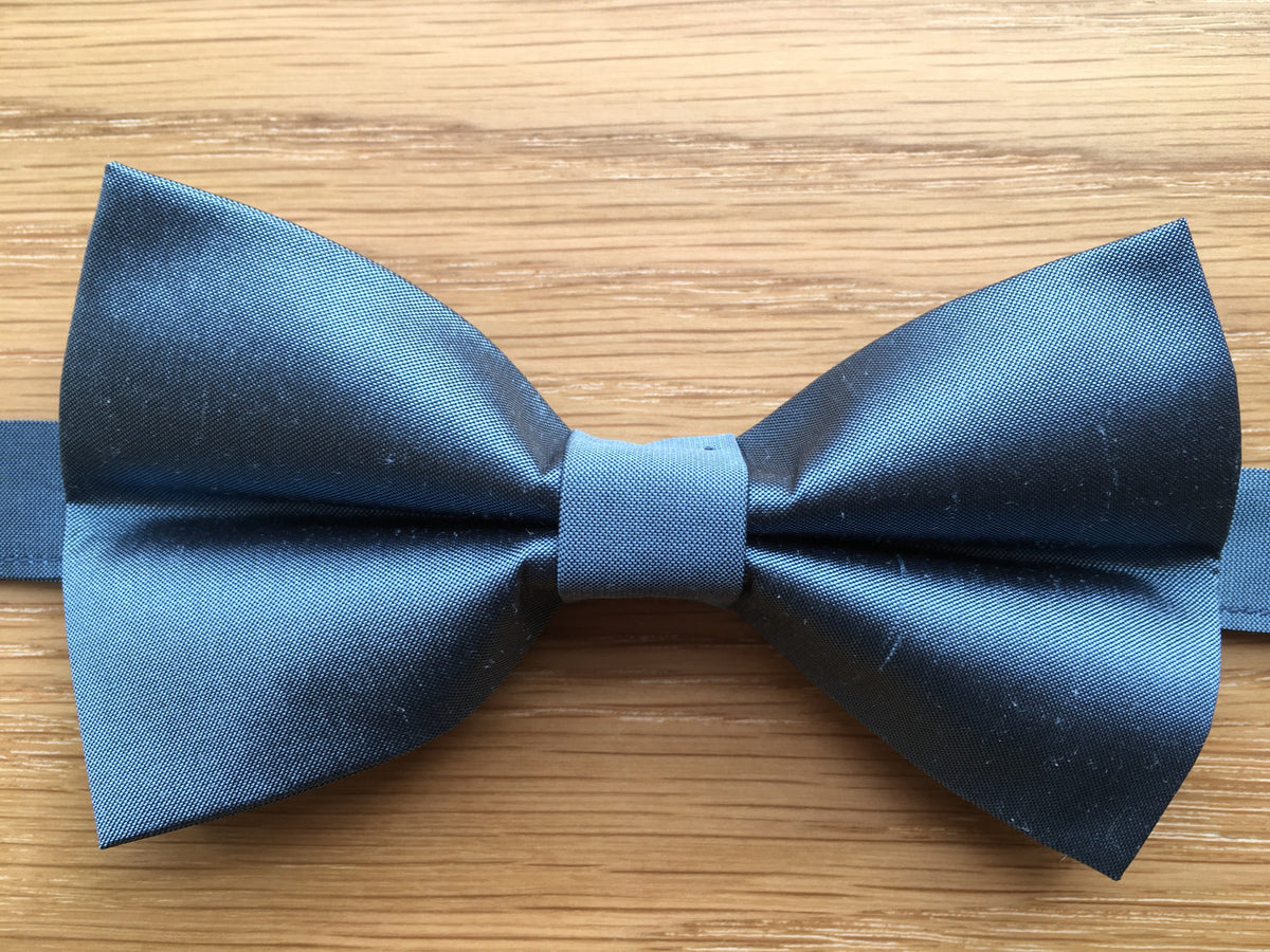 Pure Silk Bow Tie in Steel Blue