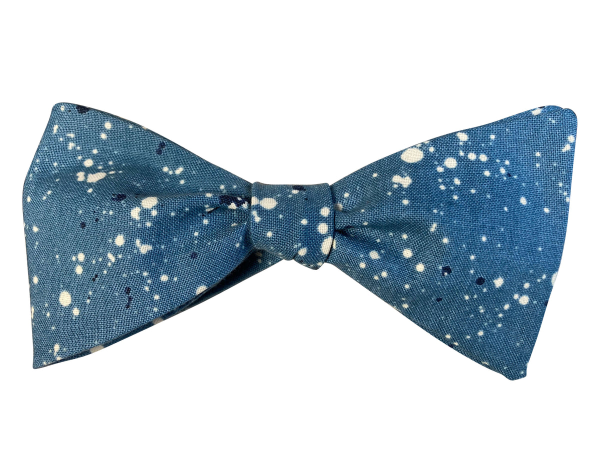 stone blue galaxy self tie bow tie