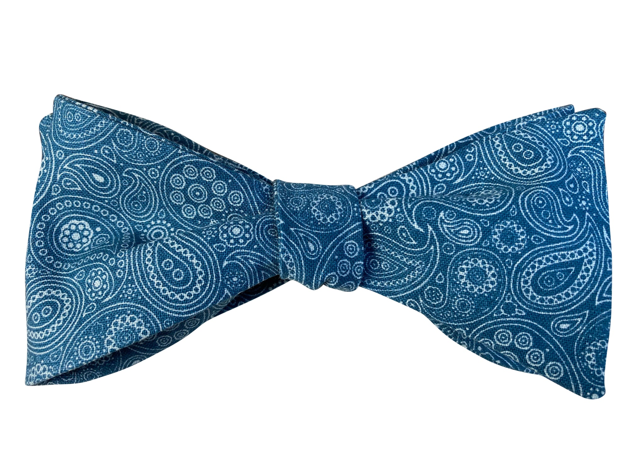 teal paisley self tie bow tie