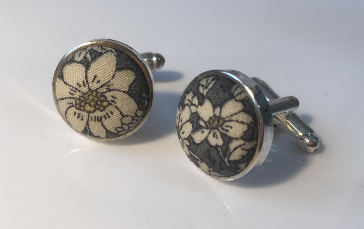 Vintage Teal Floral Cufflinks