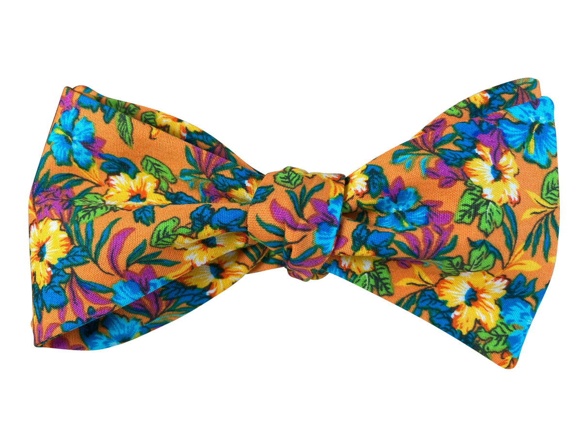 tropical floral self tie bow tie