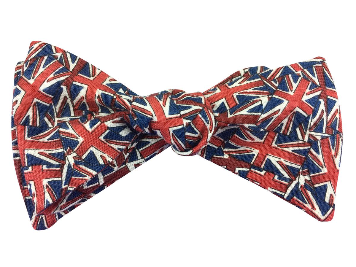 union jack self tie bow tie