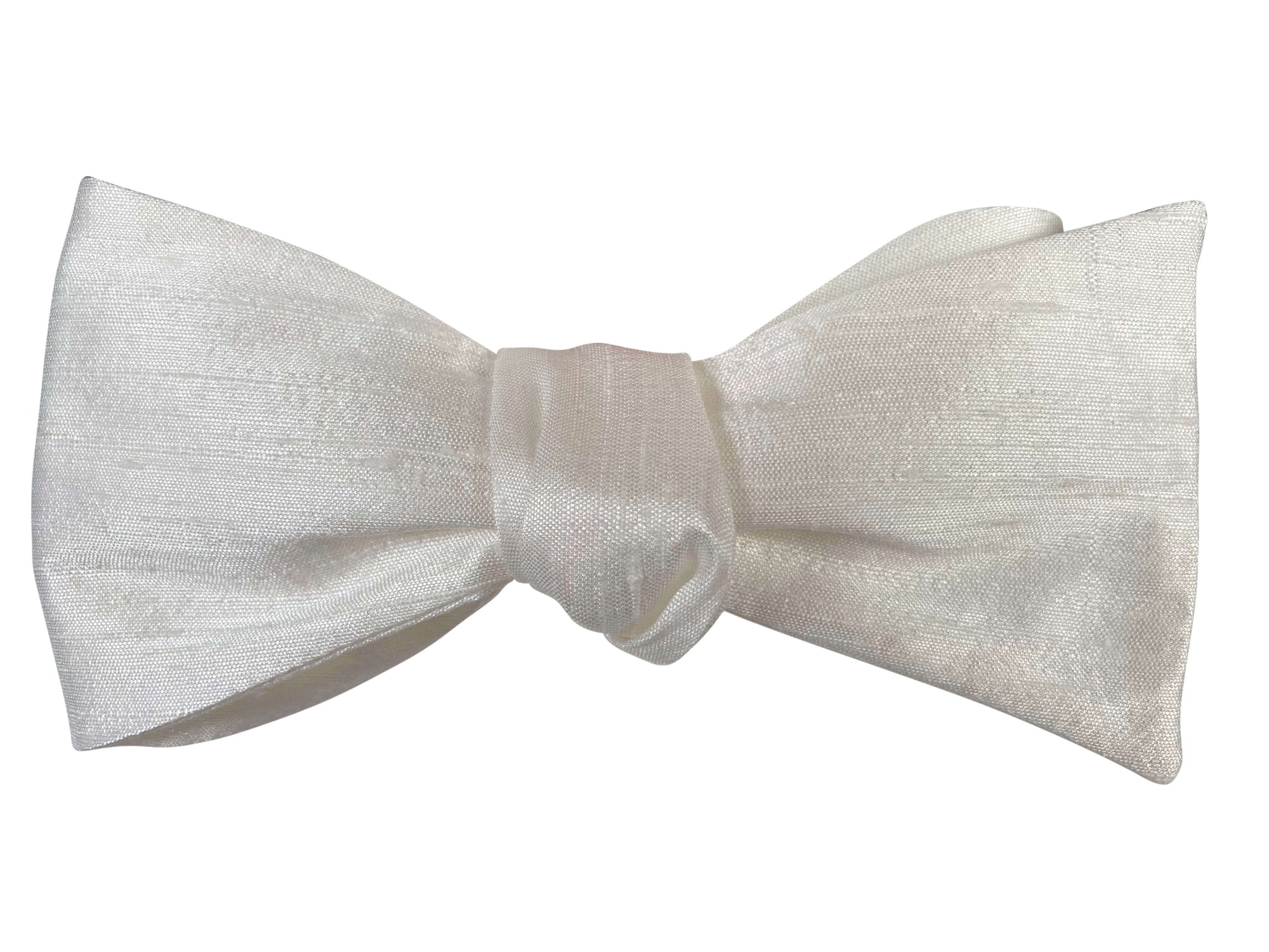 white silk self tie bow tie